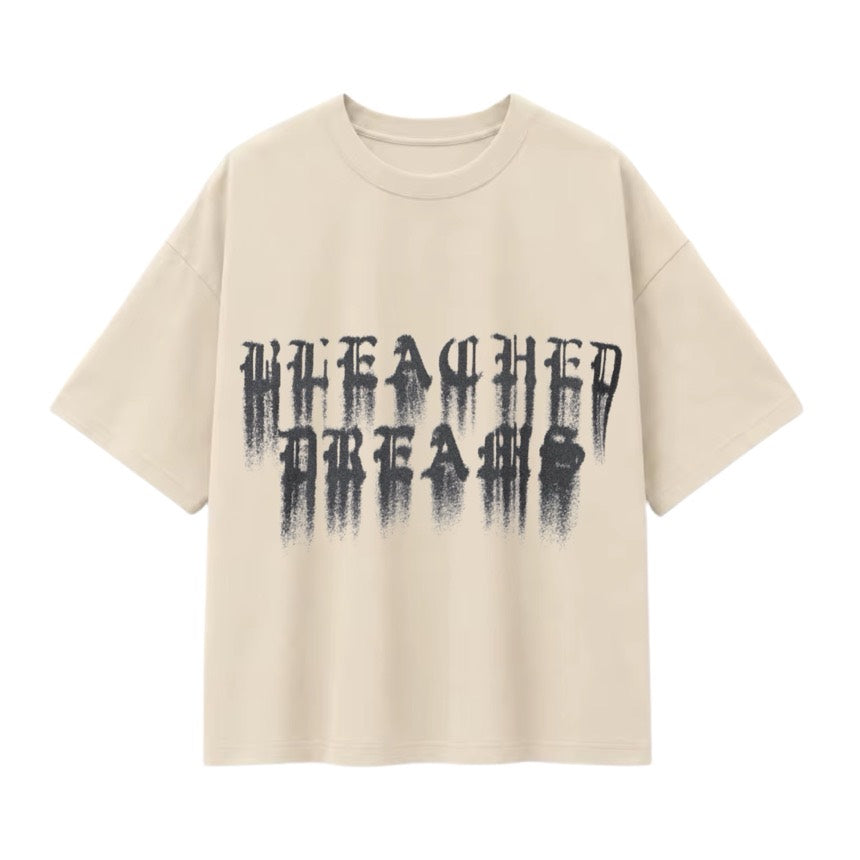 T-shirt oversize écru, lettrage gothique délavé Bleached Dreams